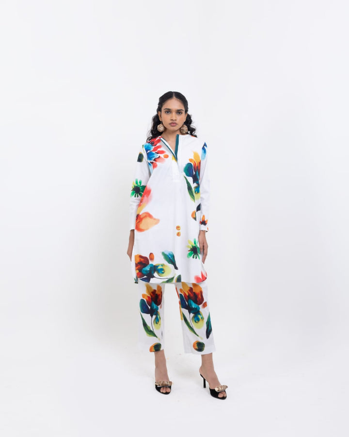Handcrafted Multi-Color Floral Cotton Co-ord Kurta Set for Women