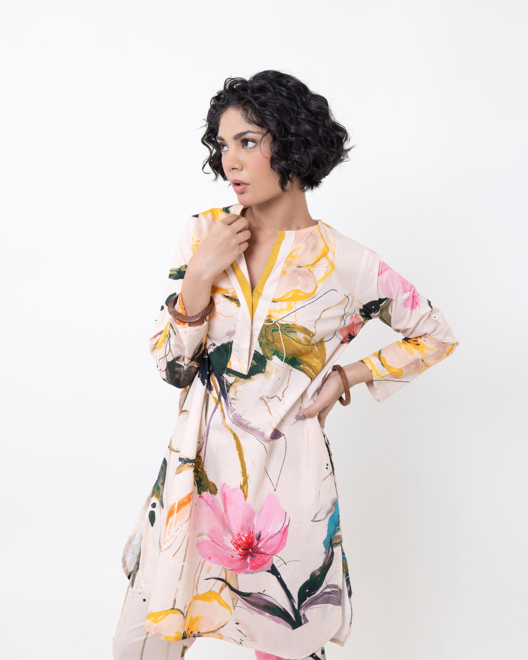 Elegant Floral Kurta Set – Multi-Colour Cotton Co-ord Set for Women