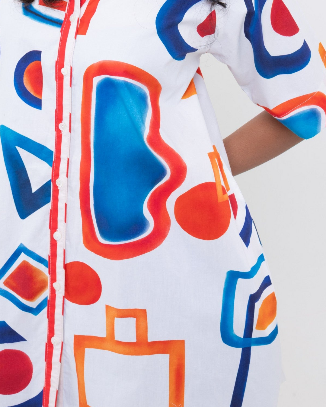 Abstract Art Cotton Shirt Dress