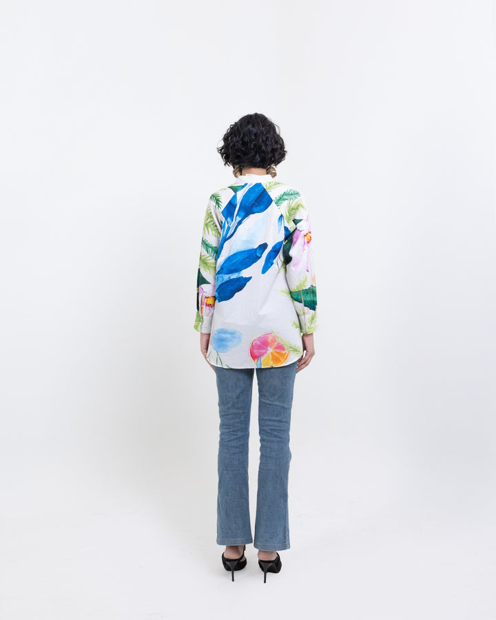 Botanical Bliss Printed Cotton Shirt – Multi-Colour Casual Shirt for Women