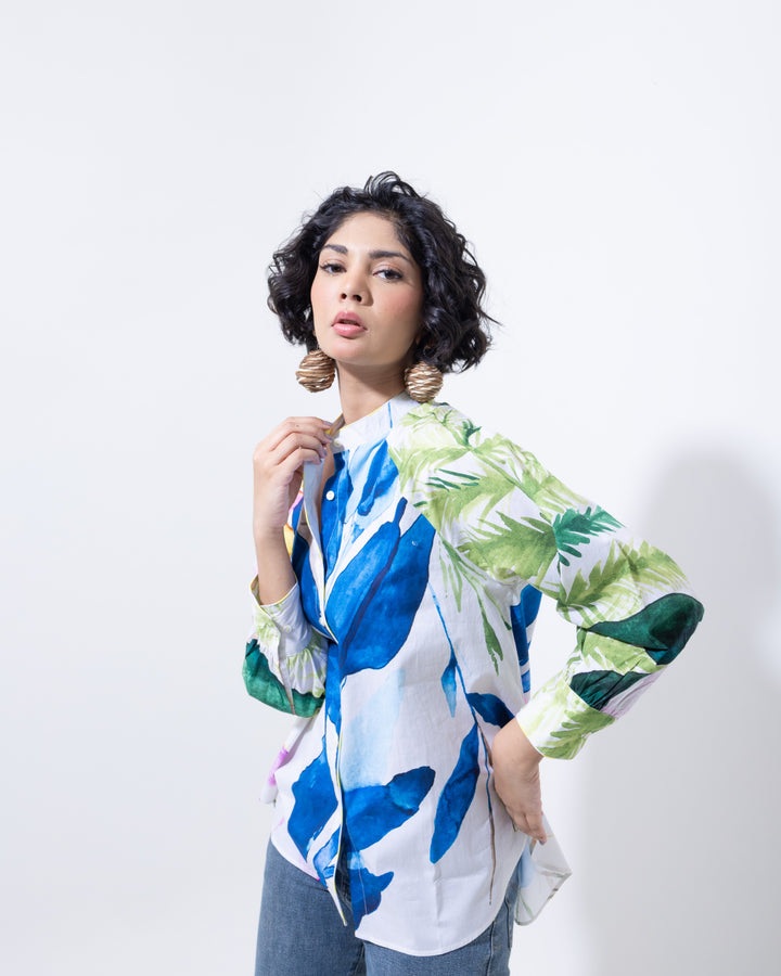 Botanical Bliss Printed Cotton Shirt – Multi-Colour Casual Shirt for Women