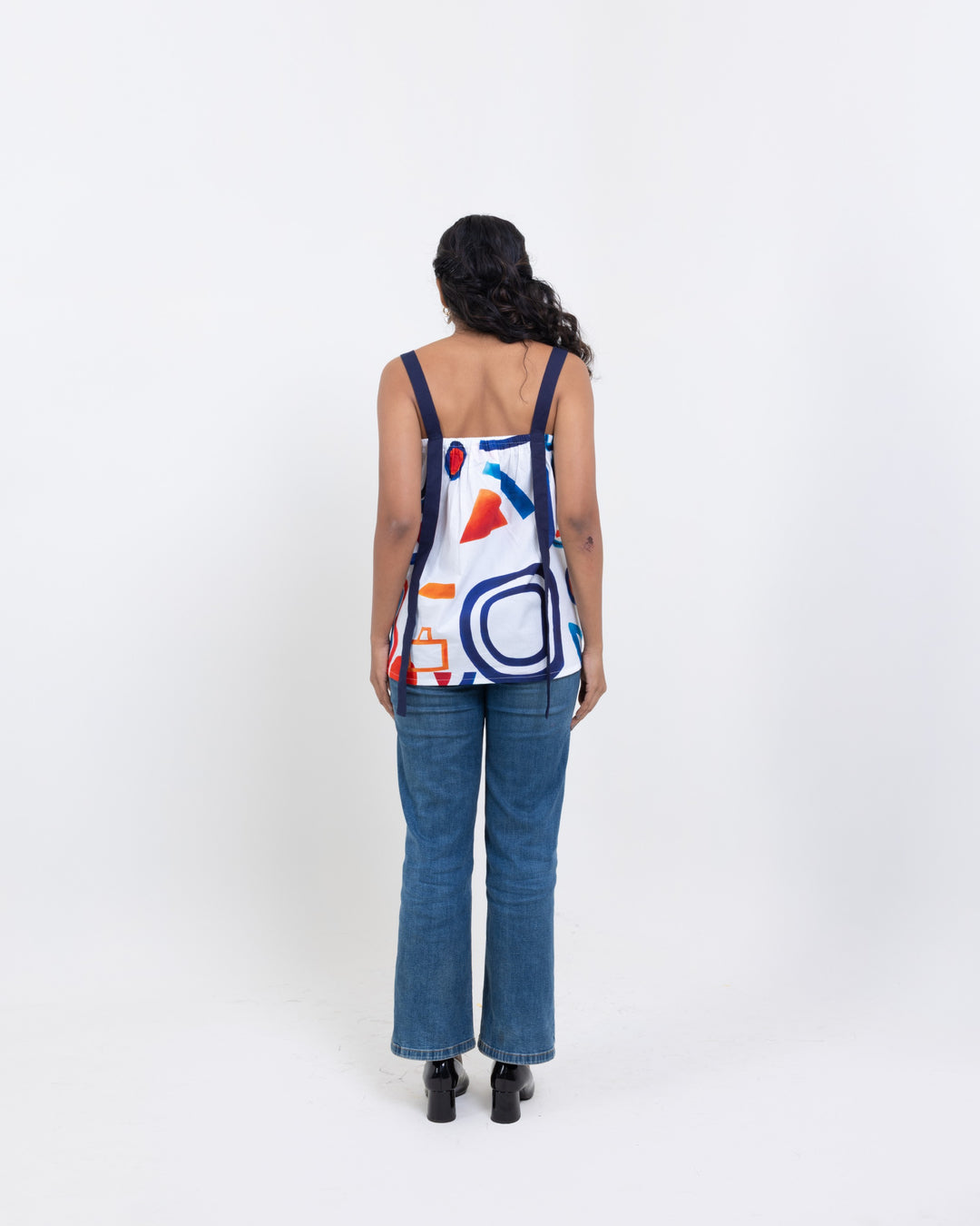 Artistic Abstract Printed Cotton Top – Multi-Colour for Women