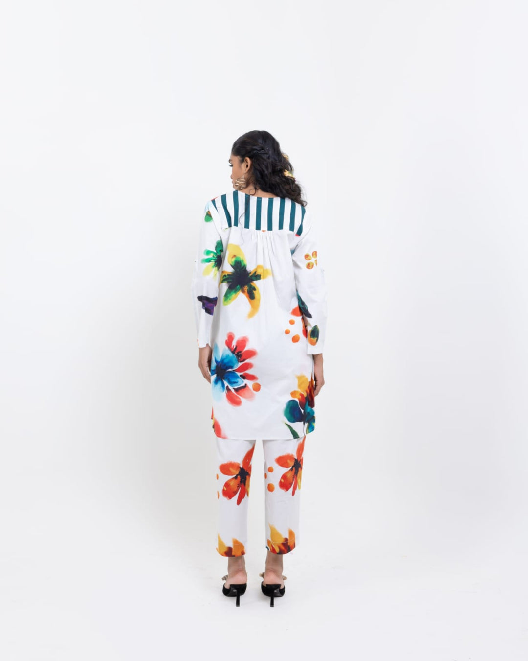Handcrafted Multi-Color Floral Cotton Co-ord Kurta Set for Women