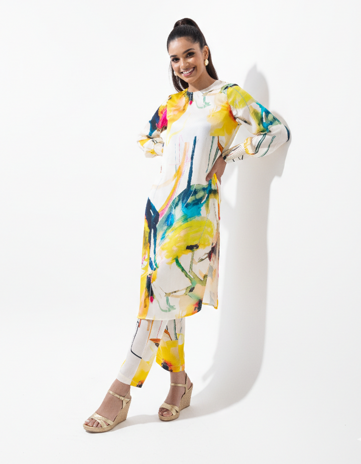 Elegant Vegan Silk Co-Ord Set – Multi-Colour