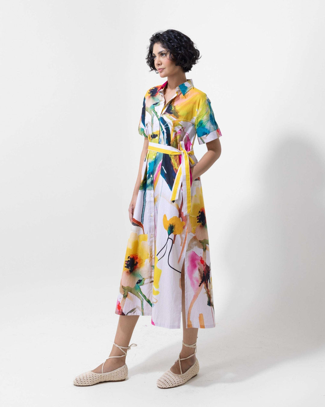 Summer Garden Floral Shirt Dress The Organico Summer Garden Floral Shirt Dress The Organico
