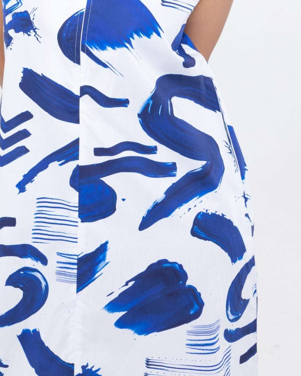 Abstract Indigo Sleeveless Sundress