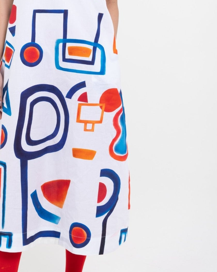 Artistic Abstract Sleeveless Midi Dress