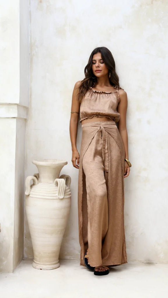 Ayla Top & Tie Pants Tuscan tan