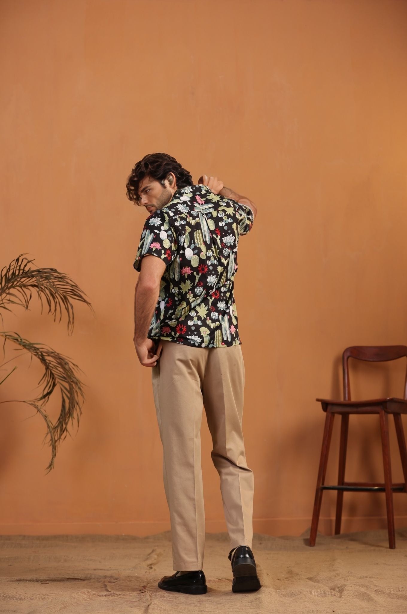 Black Cactus – Handcrafted Men's Cuban Cotton Shirt | Cactus Print