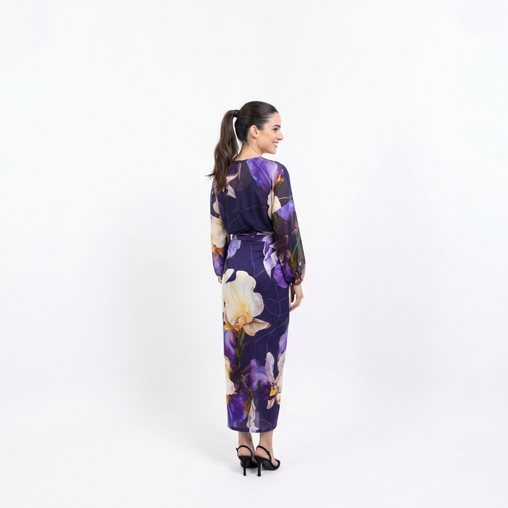 Purple Floral Sheer Organza Top