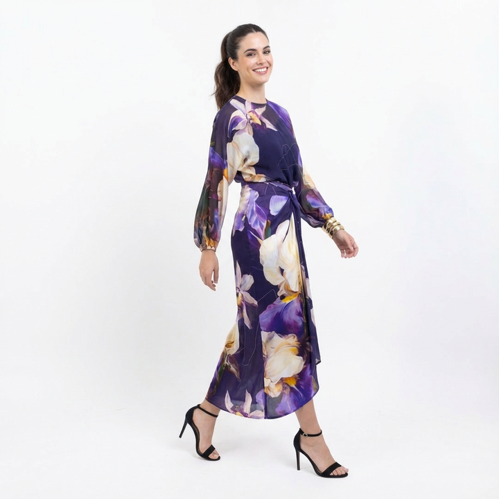 Multi-Colour Printed Vegan Silk Wrap Skirt