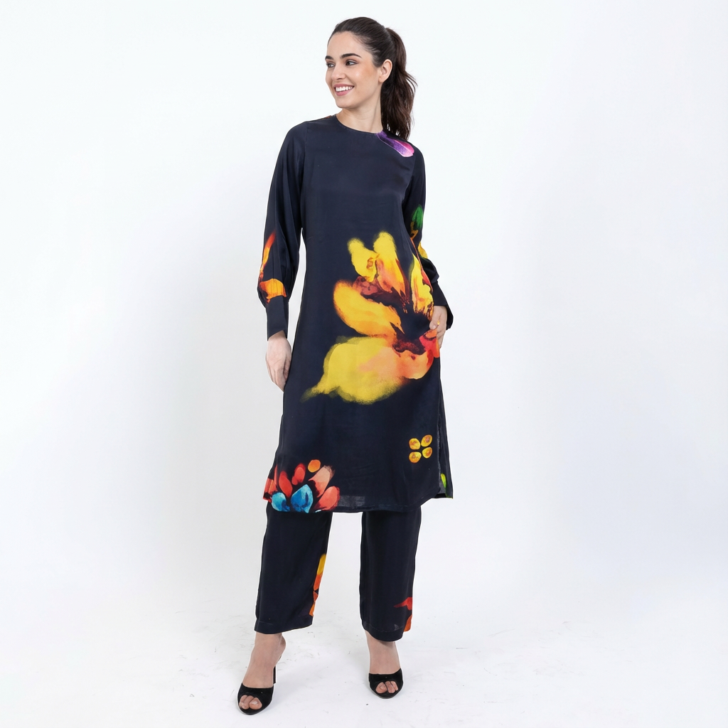 Black Floral Co-Ord Set