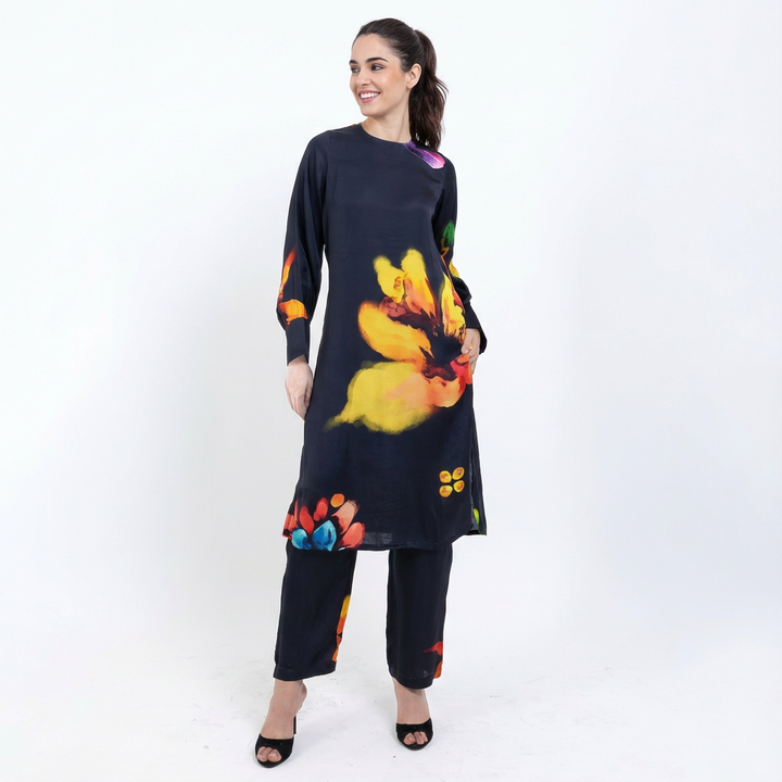 Black Floral Co-Ord Set