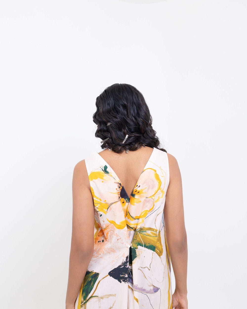 Elegant Artistic Floral Print Cotton Maxi Dress – Multi - Colour Statement Dress for Women - The Organico