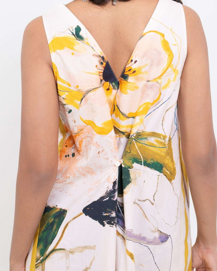 Artistic Floral Cotton Midi Dress