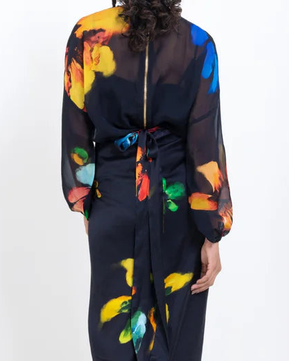 Black Floral Drape Skirt