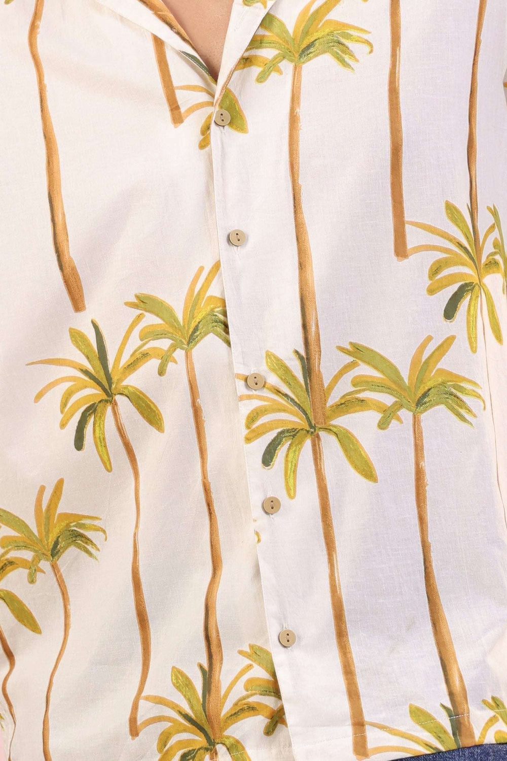 White Single Palm – Authentic Men’s Cuban Cotton Shirt | Handmade 100% Mulmul Cotton | Tropical Cuban Guayabera - The Organico